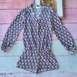 Alexis 100% Silk Multicolor Patterned Button Front Romper Women’s Size XS